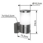 Aplica de exterior din oțel inoxidabil, sticlă, IP44, LxWxH: 102x155x240, AL: 155, excl 1xE27 60W 230V - imagine 3