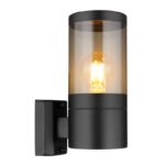 Corp de iluminat pentru exterior din oțel inoxidabil negru mat, plastic de culoare fumurie, direcția luminii: în sus, IP44, l x I: 102x240mm, A: 155mm, fără bec 1x E27 60W 230V