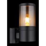 Corp de iluminat pentru exterior din oțel inoxidabil negru mat, plastic de culoare fumurie, direcția luminii: în sus, IP44, l x I: 102x240mm, A: 155mm, fără bec 1x E27 60W 230V - imagine 3