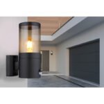 Corp de iluminat pentru exterior din oțel inoxidabil negru mat, plastic de culoare fumurie, direcția luminii: în sus, inclusiv senzor, IP44, l x I: 102x245mm, A: 170mm, fără bec 1x E27 60W 230V - imagine 2