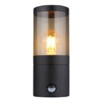 Corp de iluminat pentru exterior din oțel inoxidabil negru mat, plastic de culoare fumurie, direcția luminii: în sus, inclusiv senzor, IP44, l x I: 102x245mm, A: 170mm, fără bec 1x E27 60W 230V - imagine 5