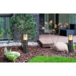 Corp de iluminat exterior din oțel inoxidabil negru mat, plastic de culoare fumurie, direcția luminii: în sus, inclusiv senzor, IP44, ø: 140mm, I: 500mm, fără bec 1x E27 60W 230V - imagine 2