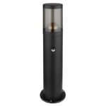 Corp de iluminat exterior din oțel inoxidabil negru mat, plastic de culoare fumurie, direcția luminii: în sus, inclusiv senzor, IP44, ø: 140mm, I: 500mm, fără bec 1x E27 60W 230V - imagine 3