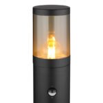 Corp de iluminat exterior din oțel inoxidabil negru mat, plastic de culoare fumurie, direcția luminii: în sus, inclusiv senzor, IP44, ø: 140mm, I: 500mm, fără bec 1x E27 60W 230V - imagine 4
