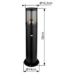 Corp de iluminat exterior din oțel inoxidabil negru mat, plastic de culoare fumurie, direcția luminii: în sus, inclusiv senzor, IP44, ø: 140mm, I: 500mm, fără bec 1x E27 60W 230V - imagine 5