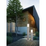 Stalp de exterior din oțel inoxidabil, sticlă, IP44, D: 140, H: 800, excl 1xE27 60W 230V - imagine 2