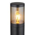 Corp de iluminat pentru exterior din oțel inoxidabil negru mat, plastic de culoare fumurie, direcția luminii: în sus, IP44, ø: 140mm, I: 800mm, fără bec 1x E27 60W 230V - imagine 4