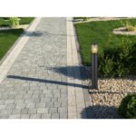 Corp de iluminat pentru exterior din oțel inoxidabil negru mat, plastic de culoare fumurie, direcția luminii: în sus, IP44, ø: 140mm, I: 800mm, fără bec 1x E27 60W 230V