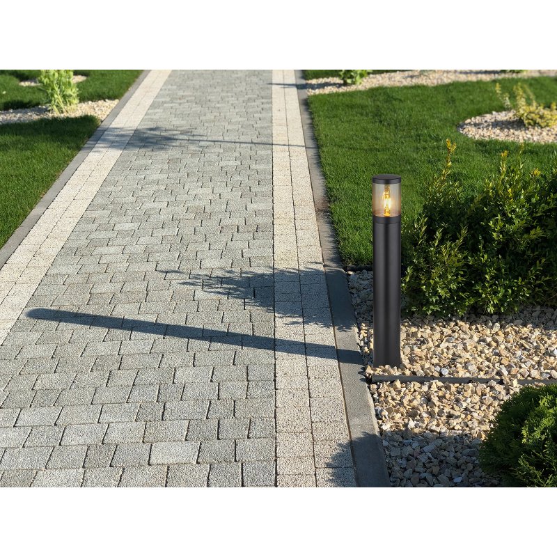 xeloo-32016bs-g28157-4 Corp de iluminat pentru exterior din oțel inoxidabil negru mat, plastic de culoare fumurie, direcția luminii: în sus, IP44, ø: 140mm, I: 800mm, fără bec 1x E27 60W 230V - imagine 1