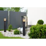 Corp de iluminat pentru exterior din oțel inoxidabil negru mat, plastic de culoare fumurie, direcția luminii: în sus, inclusiv senzor, IP44, ø: 140mm, I: 800mm, fără bec 1x E27 60W 230V - imagine 2