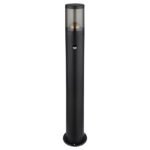 Corp de iluminat pentru exterior din oțel inoxidabil negru mat, plastic de culoare fumurie, direcția luminii: în sus, inclusiv senzor, IP44, ø: 140mm, I: 800mm, fără bec 1x E27 60W 230V - imagine 3