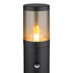 Corp de iluminat pentru exterior din oțel inoxidabil negru mat, plastic de culoare fumurie, direcția luminii: în sus, inclusiv senzor, IP44, ø: 140mm, I: 800mm, fără bec 1x E27 60W 230V - imagine 4
