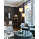 Lampa suspendata metal negru mat, sticlă fumurie, opală, cablu PVC negru, înălțimea poate fi scurtată, ø: 350mm, H: 1200mm, excl. 3x E27 25W 230V - imagine 2