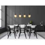 Suspensie metal negru mat, sticlă fumurie, opală, cablu PVC negru, înălțimea poate fi scurtată, LxLxA: 890x140x1200mm, excl. 4x E27 25W 230V - imagine 2