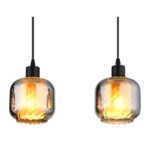Suspensie metal negru mat, sticlă fumurie, opală, cablu PVC negru, înălțimea poate fi scurtată, LxLxA: 890x140x1200mm, excl. 4x E27 25W 230V - imagine 5