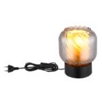 Lampă de masă metal negru mat, sticlă fumurie, opală, cablu PVC negru, comutator basculant pe cablu, ø: 140mm, H: 170mm, lungime cablu 1500mm, excl. 1x E27 25W 230V - imagine 4