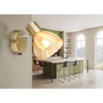 Aplica Spotlight metal alamă mată, crom, sticlă chihlimbar, satinată, comutator basculant pe articol, pivotant/inclinat, LxA: 100x125mm, AL: 160mm, excl. 1x E14 40W 230V - imagine 2
