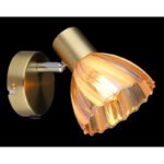 Aplica Spotlight metal alamă mată, crom, sticlă chihlimbar, satinată, comutator basculant pe articol, pivotant/inclinat, LxA: 100x125mm, AL: 160mm, excl. 1x E14 40W 230V - imagine 3