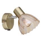 Aplica Spotlight metal alamă mată, crom, sticlă chihlimbar, satinată, comutator basculant pe articol, pivotant/inclinat, LxA: 100x125mm, AL: 160mm, excl. 1x E14 40W 230V - imagine 4
