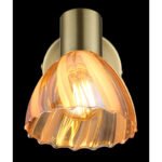 Aplica Spotlight metal alamă mată, crom, sticlă chihlimbar, satinată, comutator basculant pe articol, pivotant/inclinat, LxA: 100x125mm, AL: 160mm, excl. 1x E14 40W 230V - imagine 5