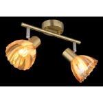 Plafoniera Spotlight metal alamă mată, crom, sticlă chihlimbar, satinată, pivotant / pivotant, LxLxA: 250x130x190mm, excl. 2x E14 40W 230V - imagine 3