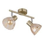 Plafoniera Spotlight metal alamă mată, crom, sticlă chihlimbar, satinată, pivotant / pivotant, LxLxA: 250x130x190mm, excl. 2x E14 40W 230V - imagine 4