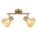 Plafoniera Spotlight metal alamă mată, crom, sticlă chihlimbar, satinată, pivotant / pivotant, LxLxA: 250x130x190mm, excl. 2x E14 40W 230V - imagine 5