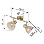 Plafoniera Spotlight metal alamă mată, crom, sticlă chihlimbar, satinată, pivotant / pivotant, LxLxA: 250x130x190mm, excl. 2x E14 40W 230V - imagine 6