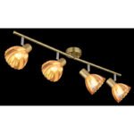 Plafoniera Spotlight metal alamă mată, crom, sticlă chihlimbar, satinat, pivotant / pivotant, LxLxA: 700x130x190mm, excl. 4x E14 40W 230V - imagine 3