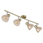 Plafoniera Spotlight metal alamă mată, crom, sticlă chihlimbar, satinat, pivotant / pivotant, LxLxA: 700x130x190mm, excl. 4x E14 40W 230V - imagine 4
