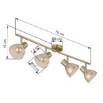 Plafoniera Spotlight metal alamă mată, crom, sticlă chihlimbar, satinat, pivotant / pivotant, LxLxA: 700x130x190mm, excl. 4x E14 40W 230V - imagine 6