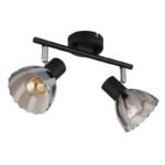 Plafoniera Spot metal negru mat, crom, sticlă fumurie, satinată, rotativ/rotativ, LxLxH: 250x130x190mm, excl. 2x E14 40W 230V - imagine 4