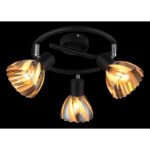 Plafoniera Spotlight metal negru mat, crom, sticlă fumurie, satinată, pivotant / pivotant, ø: 460mm, H: 190mm, excl. 3x E14 40W 230V - imagine 3
