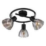 Plafoniera Spotlight metal negru mat, crom, sticlă fumurie, satinată, pivotant / pivotant, ø: 460mm, H: 190mm, excl. 3x E14 40W 230V - imagine 4