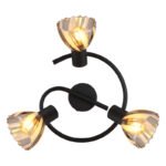 Plafoniera Spotlight metal negru mat, crom, sticlă fumurie, satinată, pivotant / pivotant, ø: 460mm, H: 190mm, excl. 3x E14 40W 230V - imagine 5
