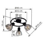 Plafoniera Spotlight metal negru mat, crom, sticlă fumurie, satinată, pivotant / pivotant, ø: 460mm, H: 190mm, excl. 3x E14 40W 230V - imagine 6
