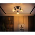 Plafoniera Spotlight metal negru mat, crom, sticlă fumurie, satinată, pivotant / pivotant, ø: 460mm, H: 190mm, excl. 3x E14 40W 230V