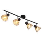 Plafoniera Spot metal negru mat, crom, sticlă fumurie, satinată, mobil, LxLxH: 700x130x190mm, excl. 4x E14 40W 230V
