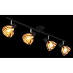 Plafoniera Spot metal negru mat, crom, sticlă fumurie, satinată, mobil, LxLxH: 700x130x190mm, excl. 4x E14 40W 230V - imagine 3