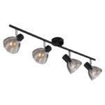 Plafoniera Spot metal negru mat, crom, sticlă fumurie, satinată, mobil, LxLxH: 700x130x190mm, excl. 4x E14 40W 230V - imagine 4