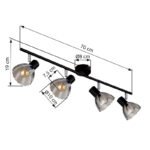 Plafoniera Spot metal negru mat, crom, sticlă fumurie, satinată, mobil, LxLxH: 700x130x190mm, excl. 4x E14 40W 230V - imagine 6