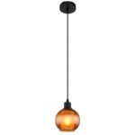 Lampă suspendată metal negru mat, glob din sticlă de culoare bronz, alb, cablu PVC negru, înălțimea poate fi scurtată, ø: 150mm, H: 1200mm, fără 1x E27 25W 230V