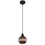 Lampă suspendată metal negru mat, glob din sticlă de culoare bronz, alb, cablu PVC negru, înălțimea poate fi scurtată, ø: 150mm, H: 1200mm, fără 1x E27 25W 230V - imagine 3