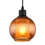 Lampă suspendată metal negru mat, glob din sticlă de culoare bronz, alb, cablu PVC negru, înălțimea poate fi scurtată, ø: 150mm, H: 1200mm, fără 1x E27 25W 230V - imagine 4