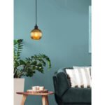 Lampă suspendată metal negru mat, glob de sticlă verde, alb, cablu PVC negru, înălțimea poate fi scurtată, ø: 150mm, H: 1200mm, fără 1x E27 25W 230V - imagine 2