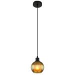 Lampă suspendată metal negru mat, glob de sticlă verde, alb, cablu PVC negru, înălțimea poate fi scurtată, ø: 150mm, H: 1200mm, fără 1x E27 25W 230V