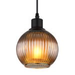 Lampă suspendată metal negru mat, bilă de sticlă, cablu PVC negru, înălțimea poate fi scurtată, culoare sticlă petrol, interior alb, ø: 150mm, H: 1200mm, fără 1x E27 25W 230V - imagine 4