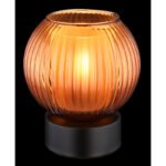 Lampă de masă din metal negru mat, glob din sticlă de culoare bronz, alb, cablu PVC negru, întrerupător pe cablu, ø: 150mm, H: 170mm, lungime cablu 1500mm, fără 1x E27 25W 230V - imagine 3