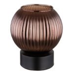 Lampă de masă din metal negru mat, glob din sticlă de culoare bronz, alb, cablu PVC negru, întrerupător pe cablu, ø: 150mm, H: 170mm, lungime cablu 1500mm, fără 1x E27 25W 230V - imagine 4