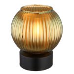 Lampă de masă metal negru mat, glob de sticlă verde, alb, cablu PVC negru, întrerupător pe cablu, ø: 150mm, H: 170mm, lungime cablu 1500mm, fără 1x E27 25W 230V